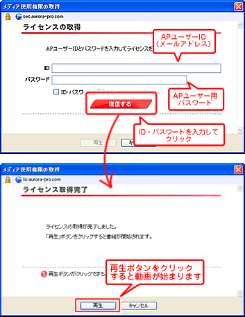 ライセンスの取得画面