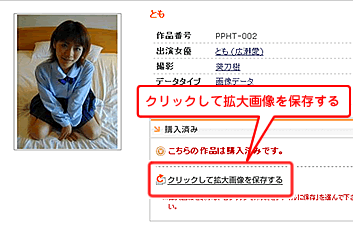 「クリックして拡大画像を保存する」ボタンをクリック